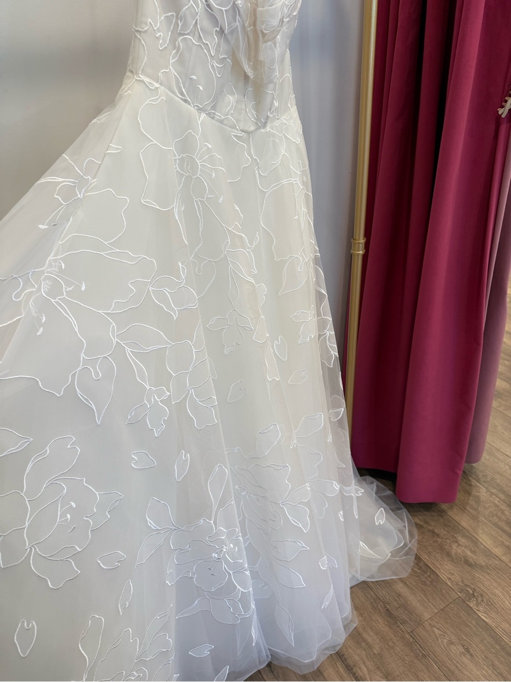 Jenny Yoo Lorelai Strapless White Floral Embroidered Gown - Picture 5 of 12